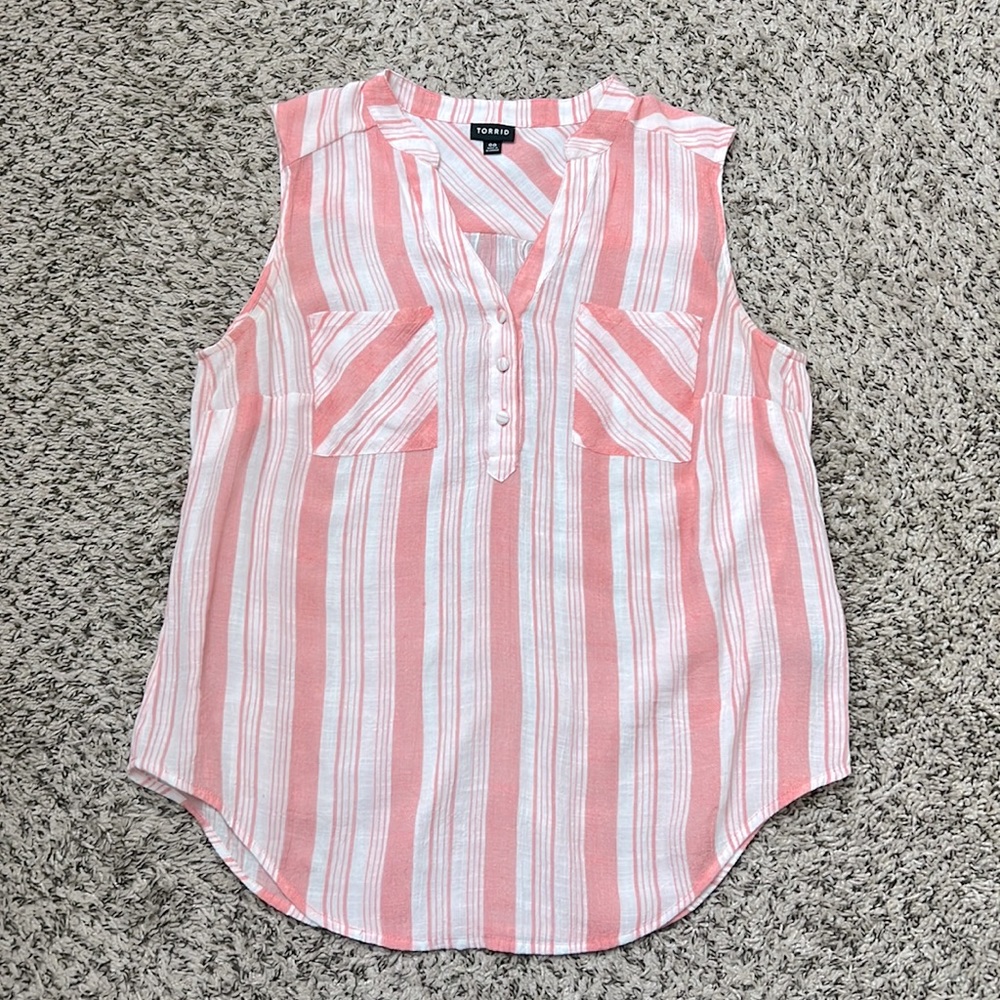 Torrid Striped Sleeveless Blouse